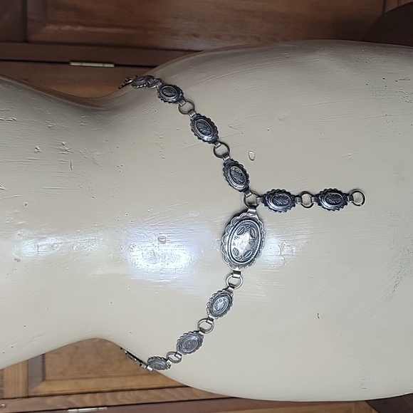 Vintage Sanford Sancrest R Native American Navajo Silver Concho Link Belt - Picture 2 of 10